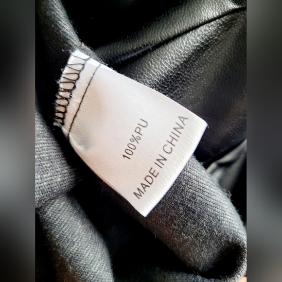 Parallel Lines Women Paperbag Faux Leather Pants Front Zip High Rise Black Small - Picture 9 of 14